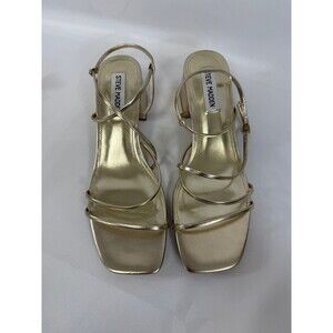 Steve Madden Remmi Heeled Sandals GOLD Women’s Size 8.5 NWOT No Box Square Toe